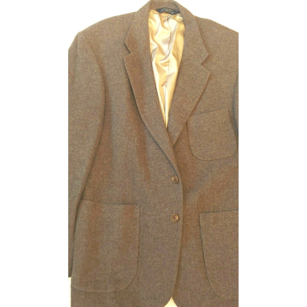 Lands End Men's Size 44R Grey Blazer 2 Button Casual Sports Coat Jacket Tweed
